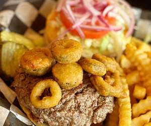 burger topped with jalapenos